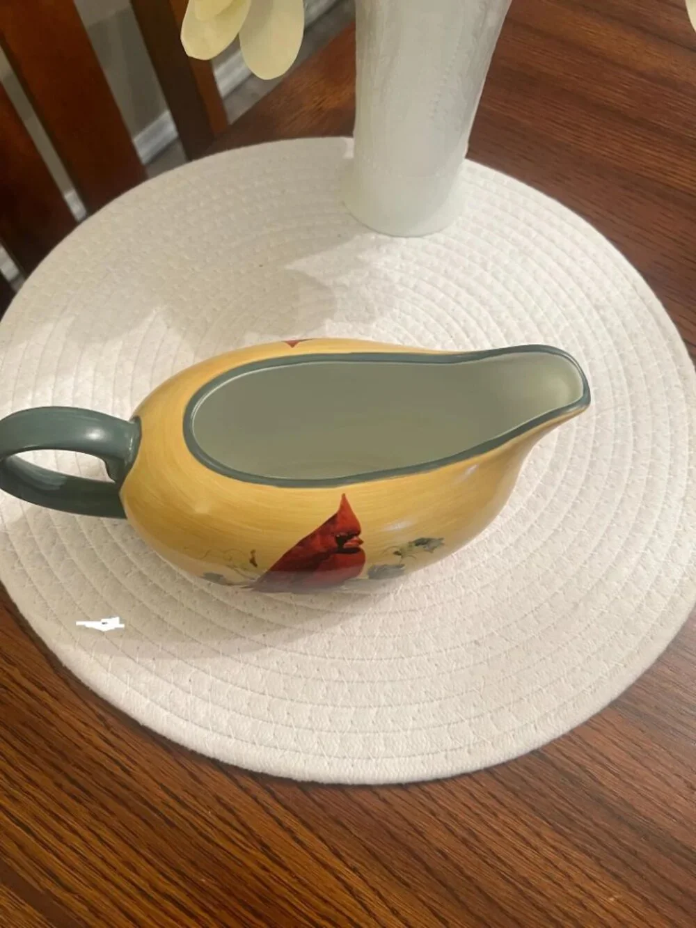 Lenox China WINTER GREETINGS Everyday Gravy Boat Cardinal Tartan Stoneware